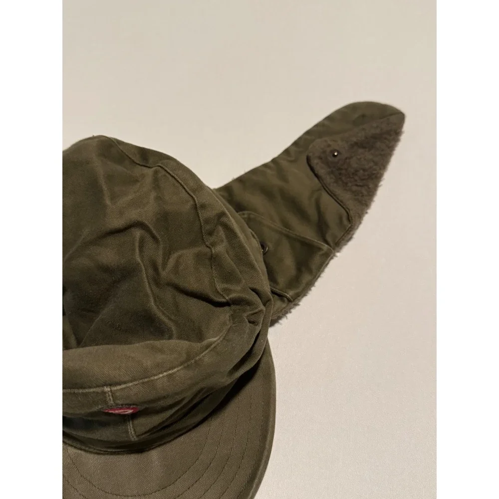 Vintage 1980 Austrian Military Winter Field Cap Olive Drab Ear Flaps Hat Kids